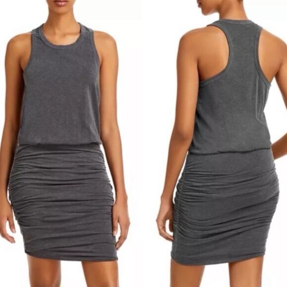 Sundry | Uptown Scrunched Mini Tank Dress Racerback Athleisure Gray Size 0 - Picture 1 of 7